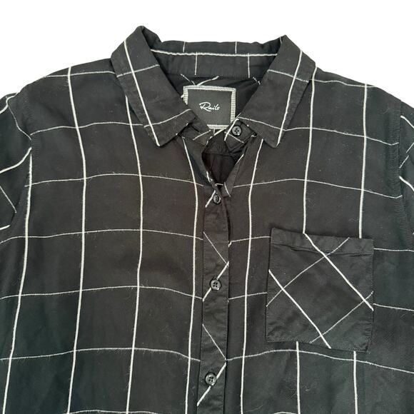 Rails Hunter Shirt Collared Button Up Top Grid Pattern Black & White Size Small - Picture 1 of 11